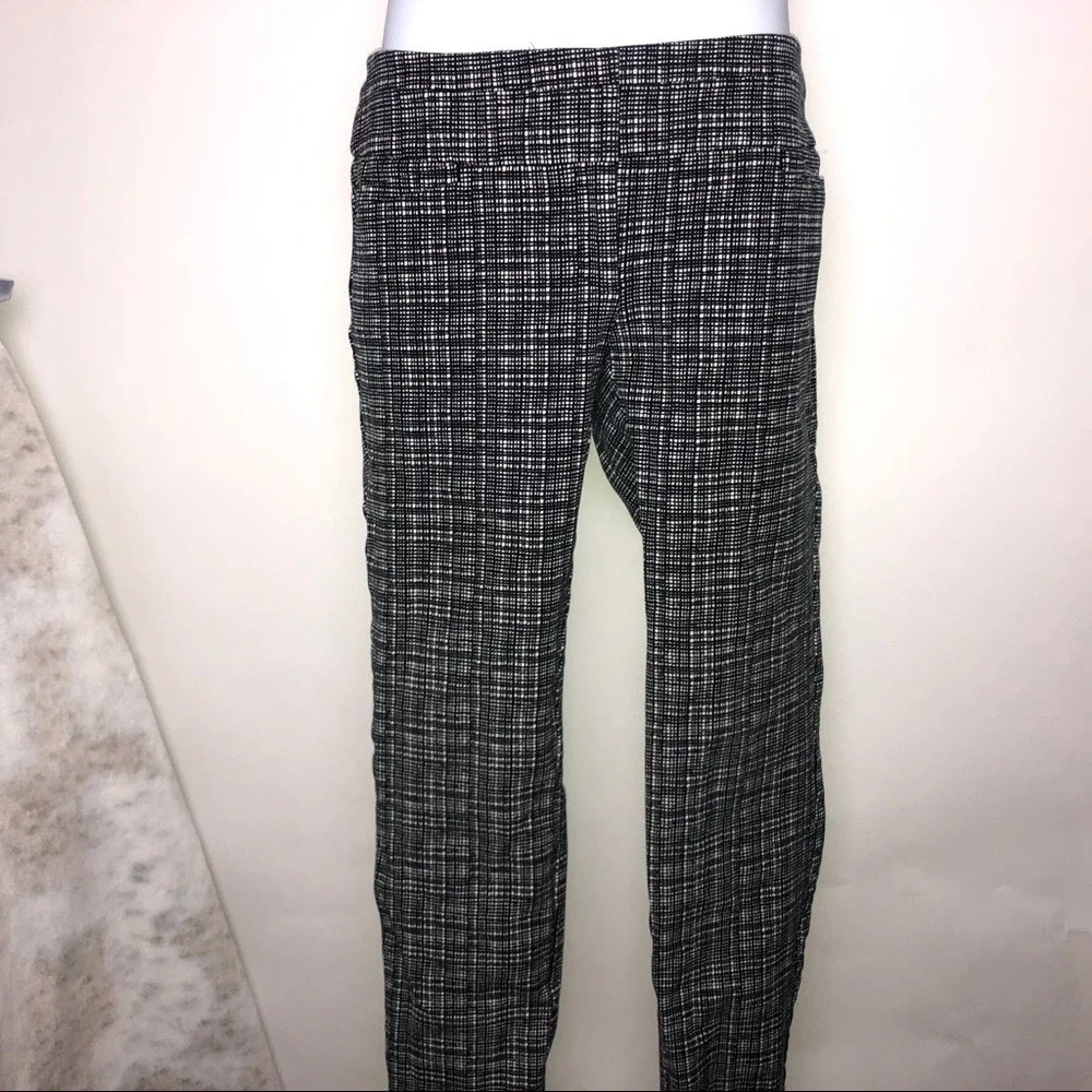 LOFT Marisa Skinny Black & White Plaid Pants 2‎